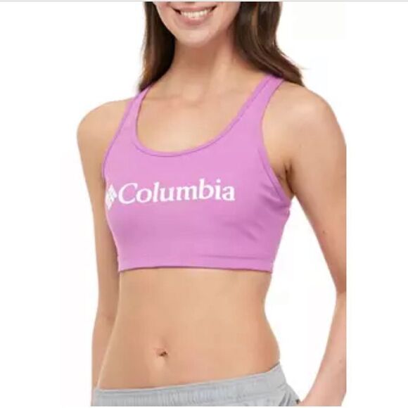 NWT Columbia Logo Sports Bra in Blossom Pink - Picture 1 of 10